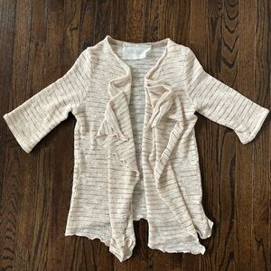Marilu’ Women’s OSFM Linen 1/2 Sleeves Open Front Waterfall Beige Knit Sweater
